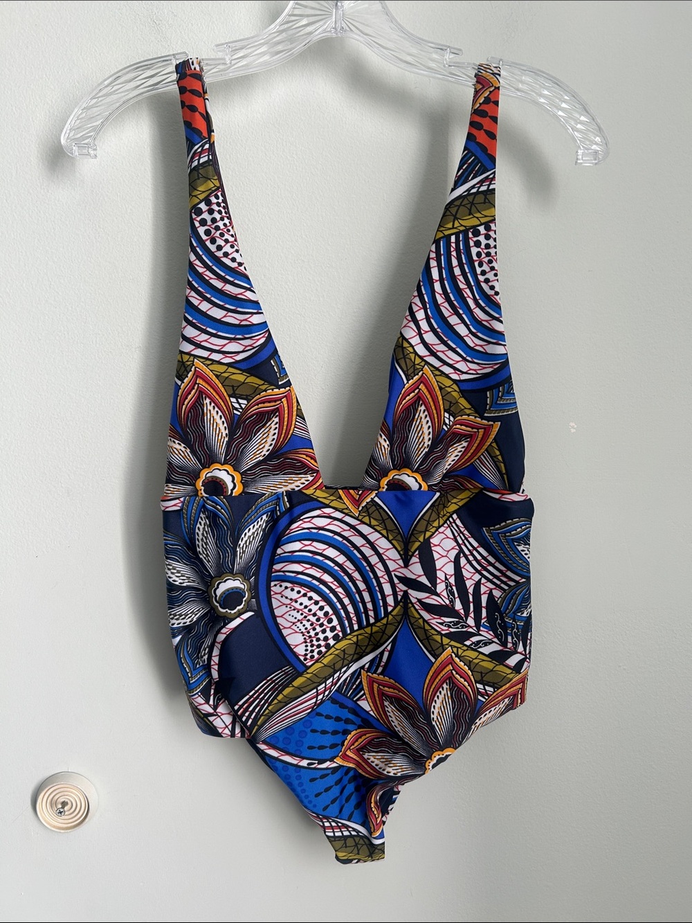 Zara Multicolor Floral-Print One-Piece Swimsuit in Navy, Blue, Red